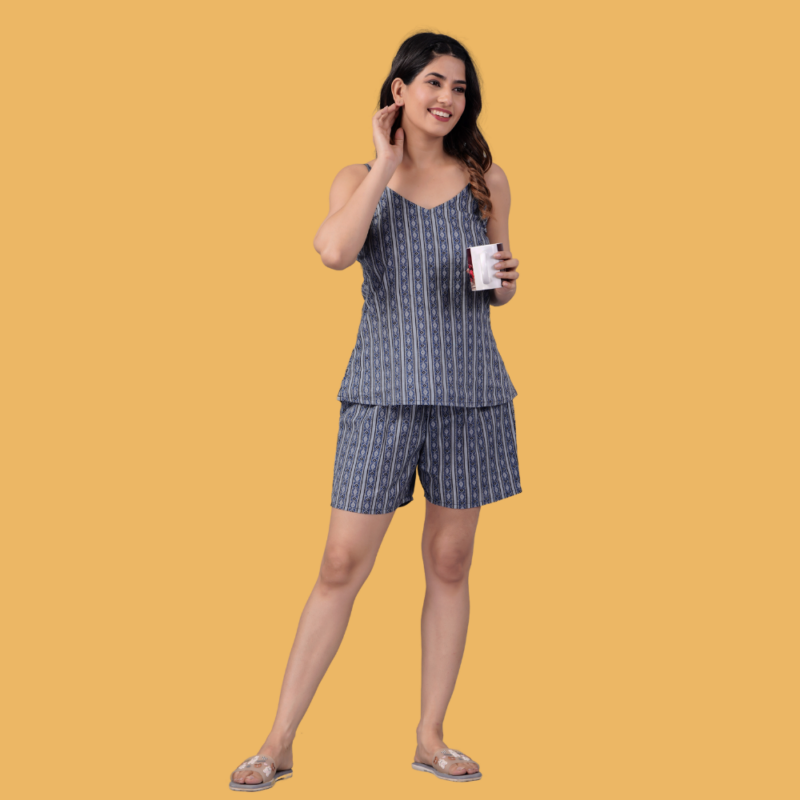 Women Top & Shorts Set Grey