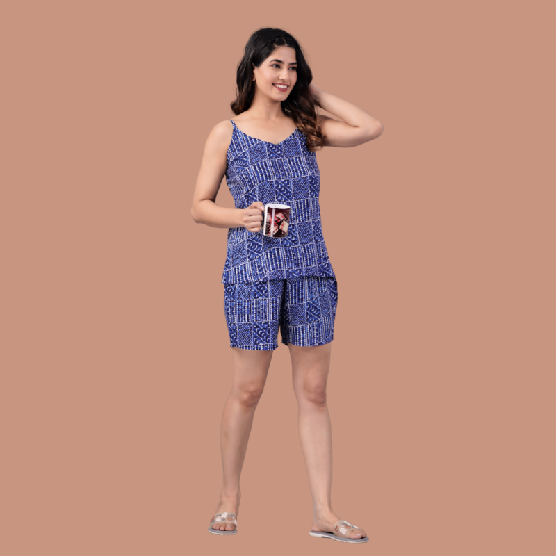 Women Top & Shorts Set Blue