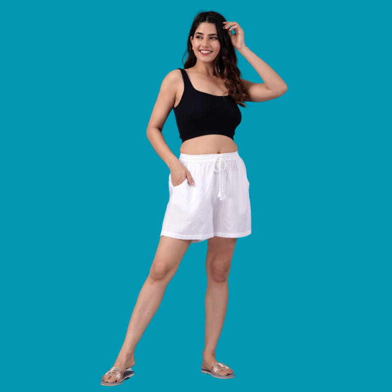 Trendy White Boxer Shorts for Women