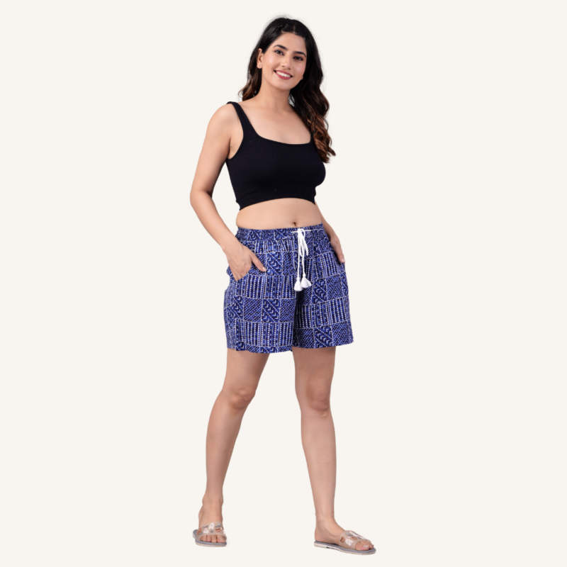 Printed Women Blue Basic Shorts