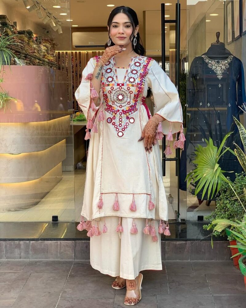 VanyaLifestyle’s Premium Taj Cotton Mirror Work Cord Set – Designer Festive Outfit