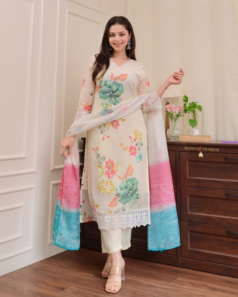 New Arrival Reshmi Organza Suit Set – Heavy Digital Print & Hand Work | Showroom Quality